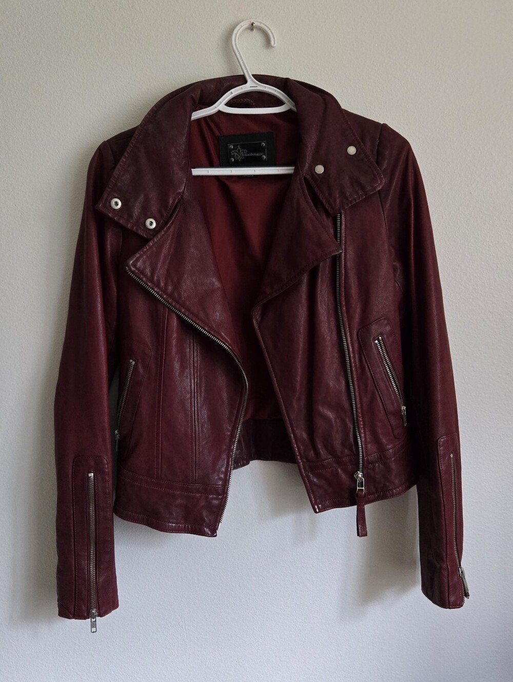 Leather mackage jacket in blood red color. Size xs